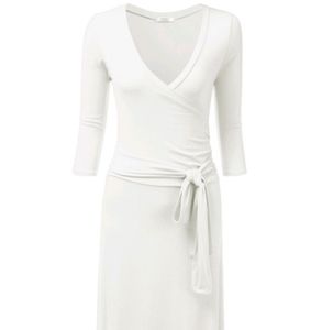 3/4 sleeve wrap front maxi dress